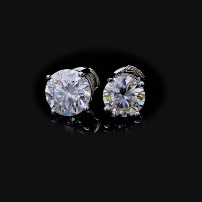 Single Moissanite Round Cut Stud Earring