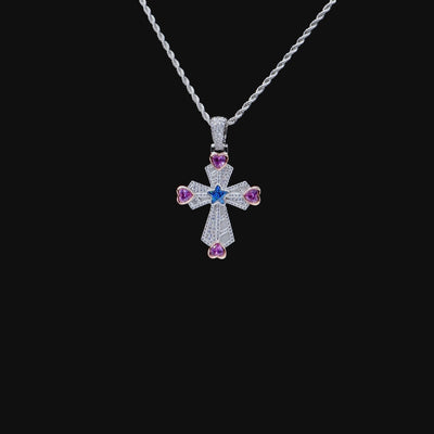 LaFlare Mini Church On Iced Cross Pendant