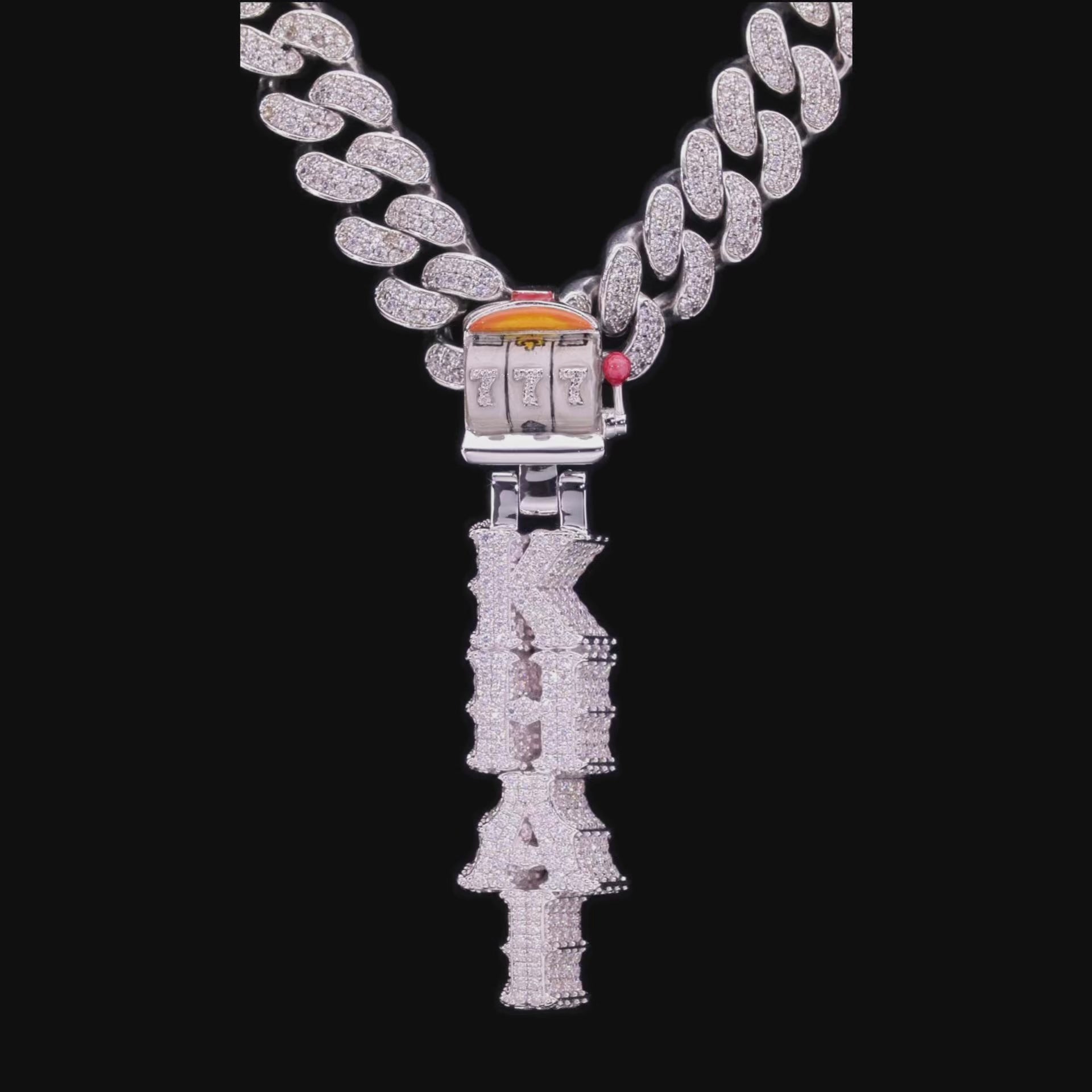 APORRO Premium Custom 3D 2inches Iced VVS Moissanite Vertial Style Name Pendant With Custom Bail