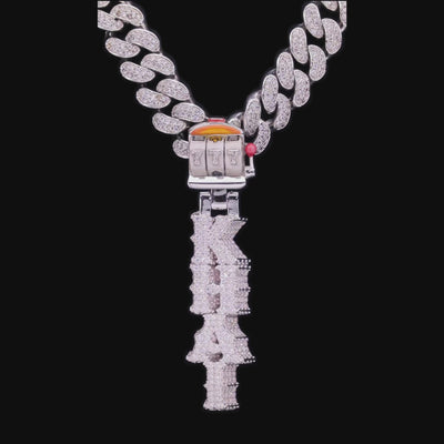 APORRO Premium Custom 3D 2inches Iced Vertial Style Name Pendant