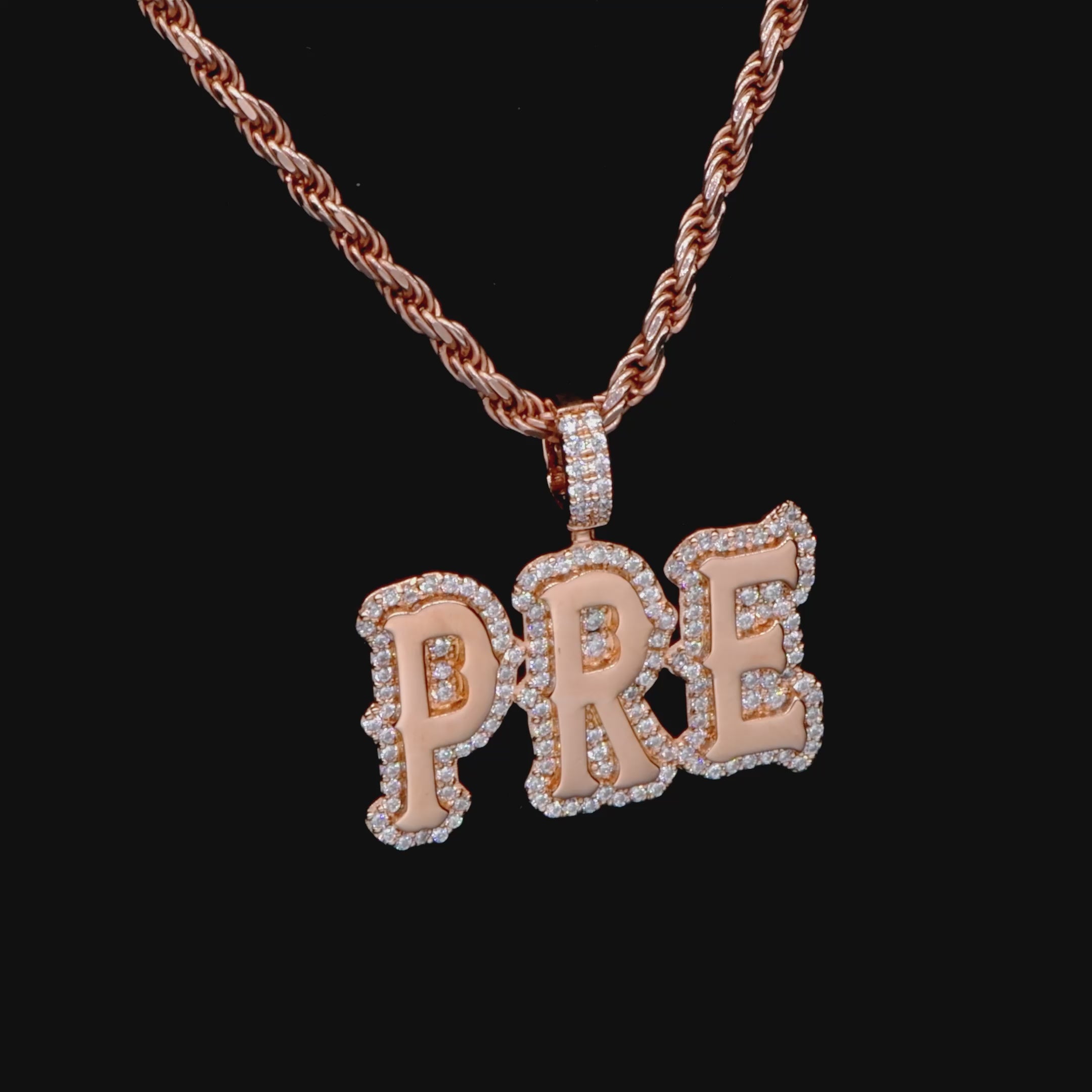 Custom Moissanite Bosox Font Pendant - 15mm Height