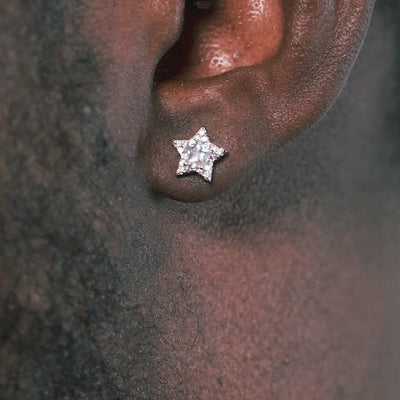 Moissanite Halo Star Stud Earrings - Pair