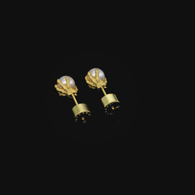 S925  WONG Dragon Pearl Stud Earring