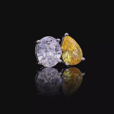 Moissanite S925 Toi et Moi Oval & Pear Stud Earrings