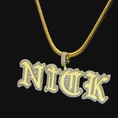 Custom Mini Old English Font Pendant