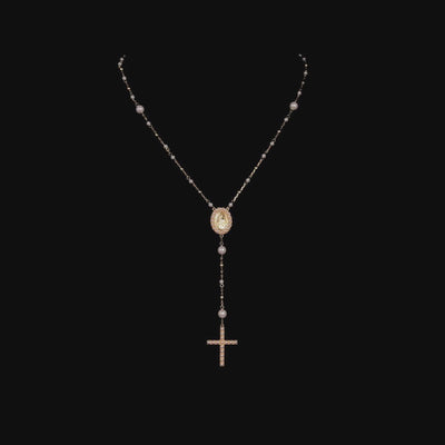 Pure Pearl Virgin Mary Rosary Necklace