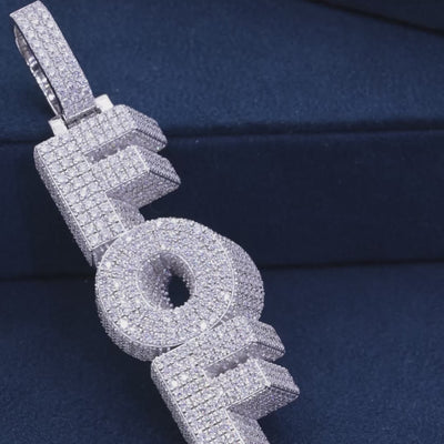APORRO Premium Custom 3D Fully Iced Out Vertial Style Name Pendant