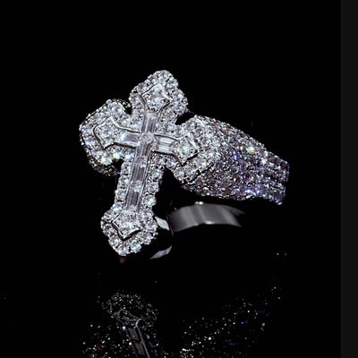 Moissanite Baguette Cross Ring