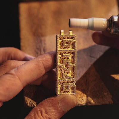 Custom Iced Mix-cut Vertical Pendant