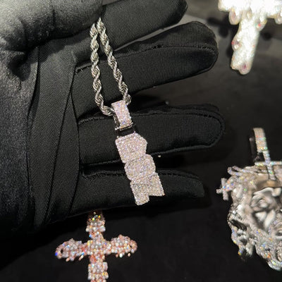 Custom Iced Vertical Letter Pendant