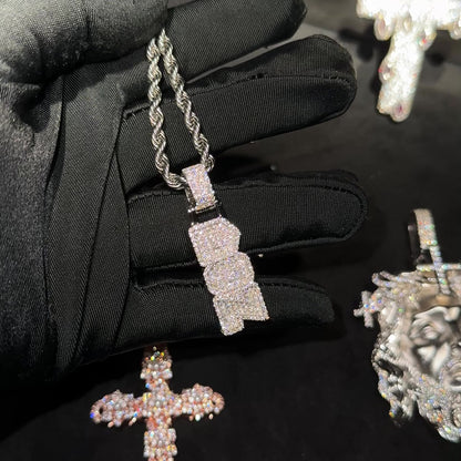 Custom Iced Vertical Letter Pendant