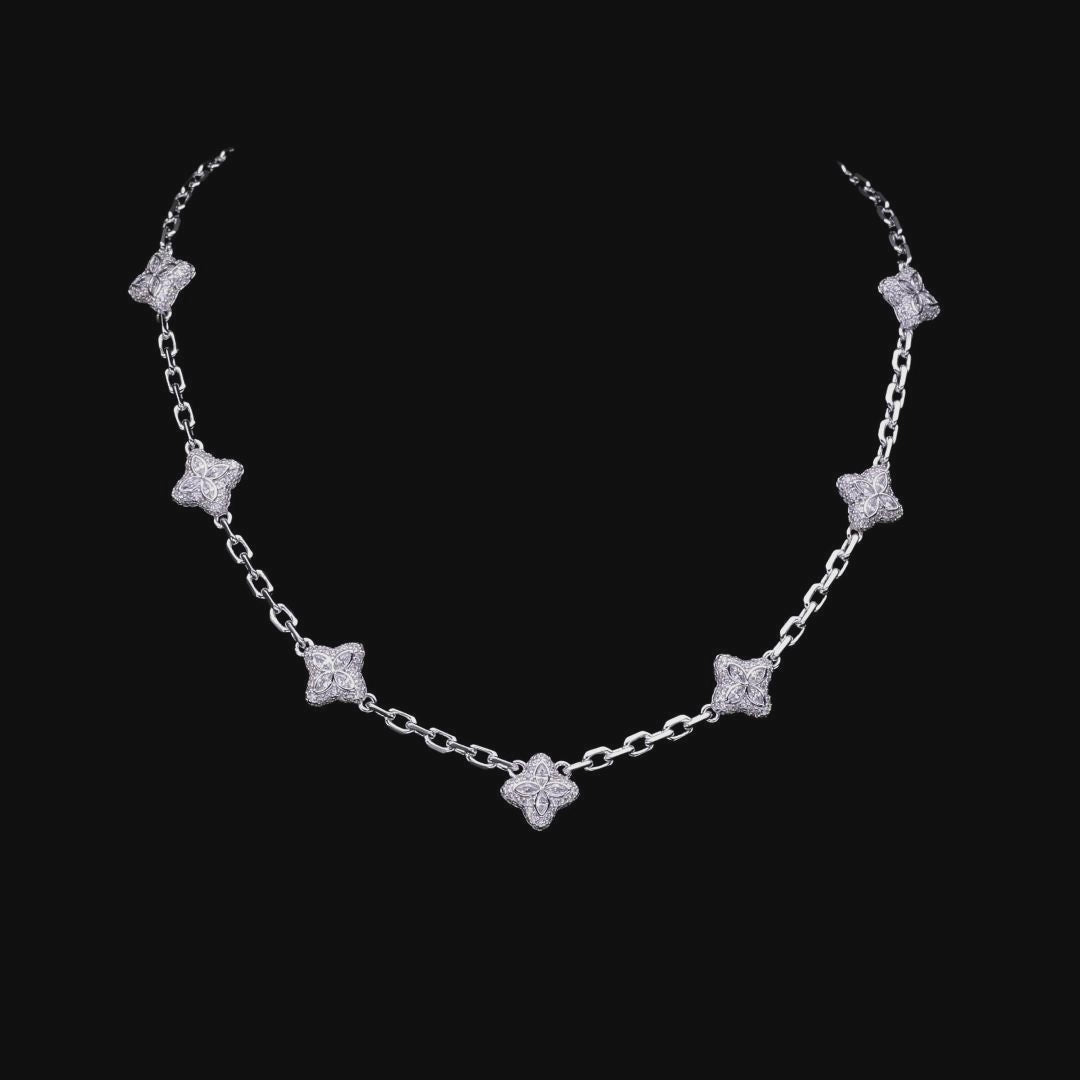 18K Gold Iced Luminous Clover Adjustable Necklace - Everyday