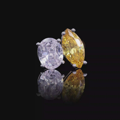 Moissanite S925 Toi et Moi Oval & Marquise Stud Earrings