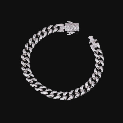 Plain Gold Cuban Bracelet With Moissanite Clasp - 8mm