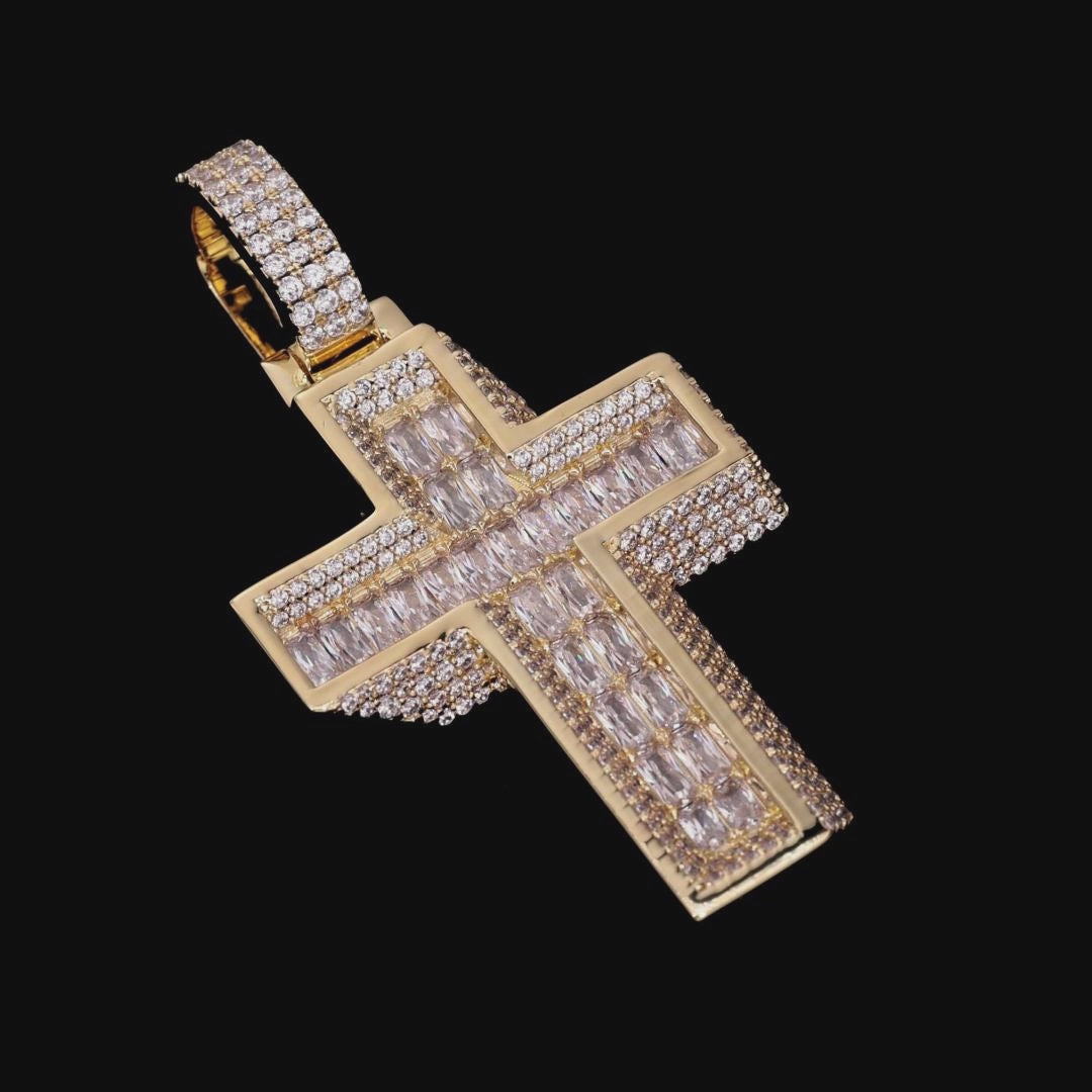 Brilliant 3D Slanted Cross Pendant