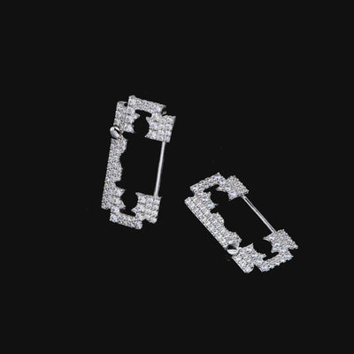S925 Iced Bold Blade Earring