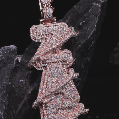 APORRO Premium Custom 3D Triple-layered Thorn Vertial Style Iced Name Pendant