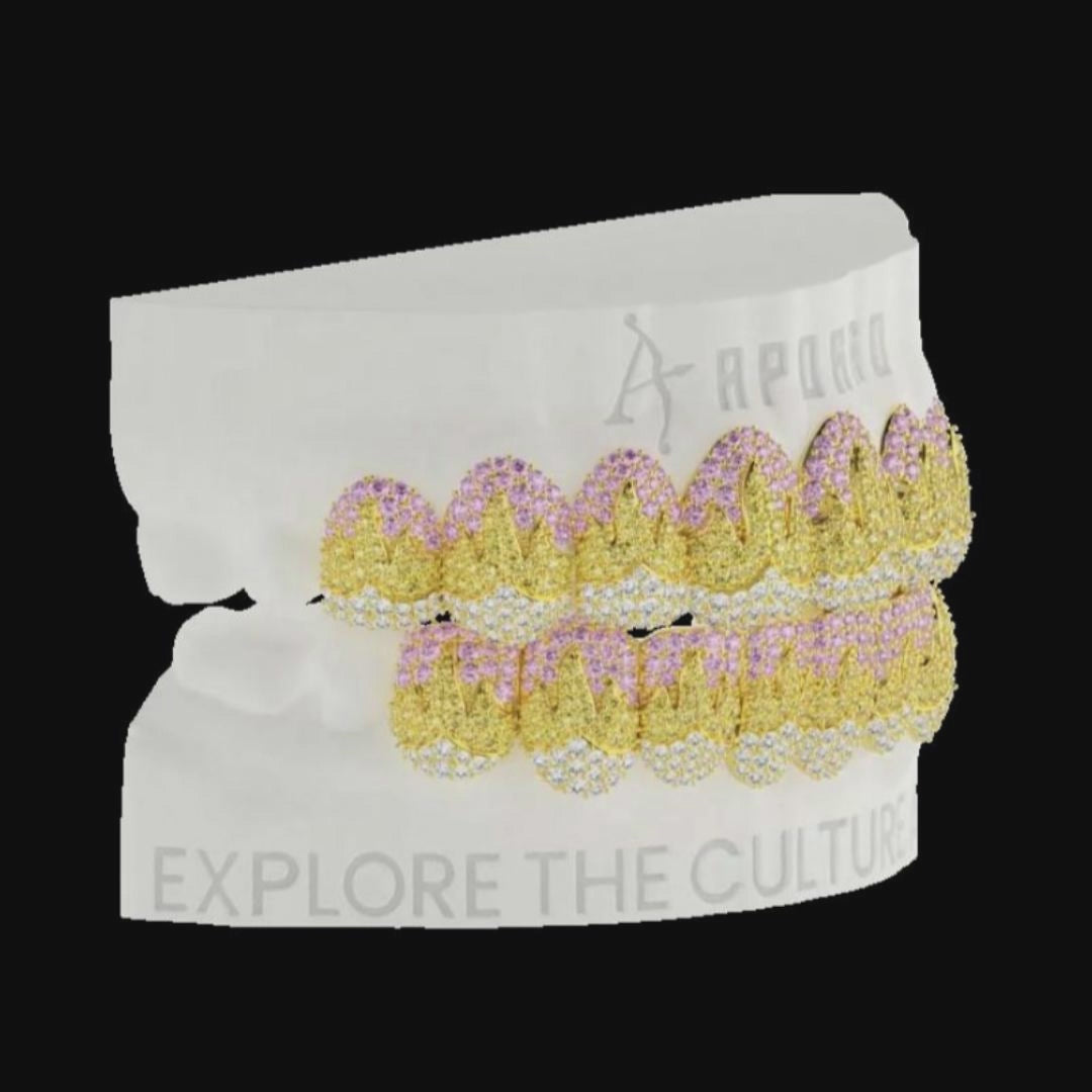 Custom Melting Color Flame Pave Grillz