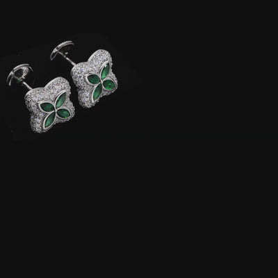 S925 Iced Luminous Clover Earrings
