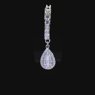 S925 Teardrop Baguette Mix Halo Dangly Earrings - Pair