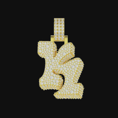 Custom Ice 3D Graffiti Font Pendant - 30mm