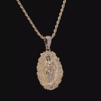 Moissanite Saint Mary Floral Grace Pendant