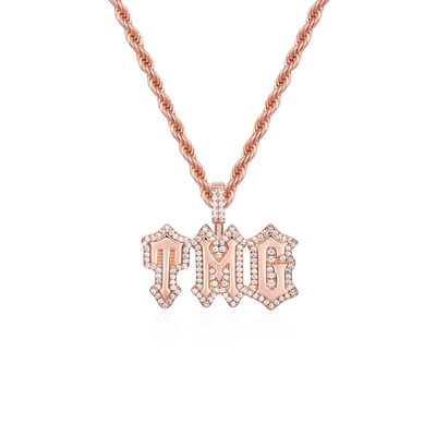 Custom Moissanite Gothic Font Pendant - 15mm Height