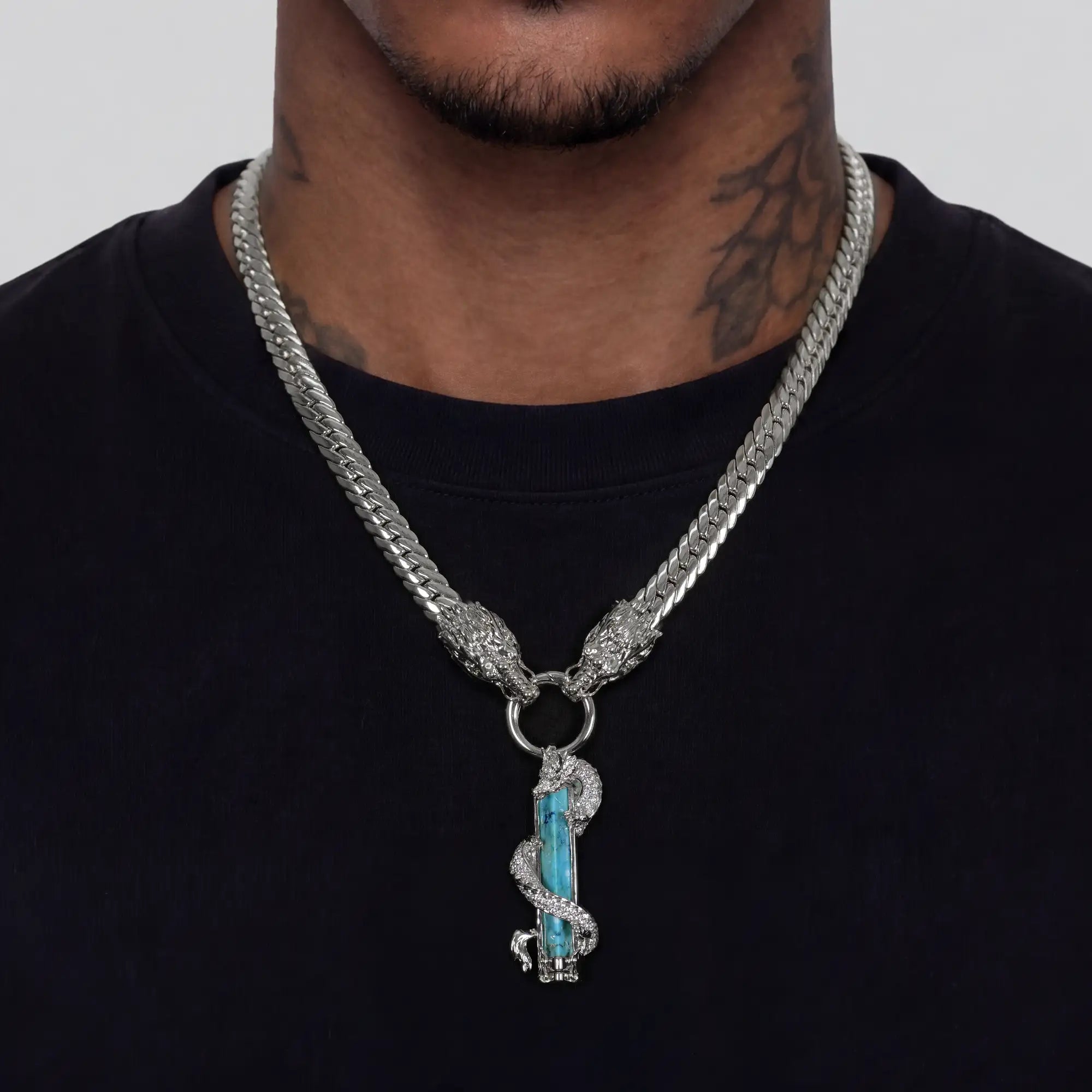 WONG Dragon Jade Chain & Pendant Set