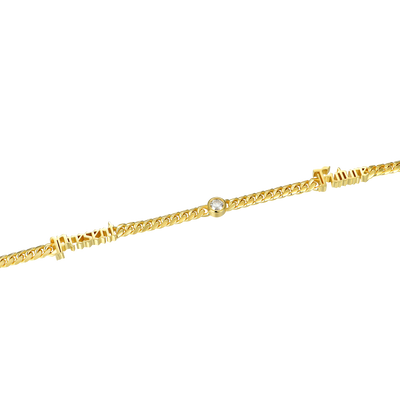 Custom 14k Gold Moissanite Old English Name Necklace - 5mm