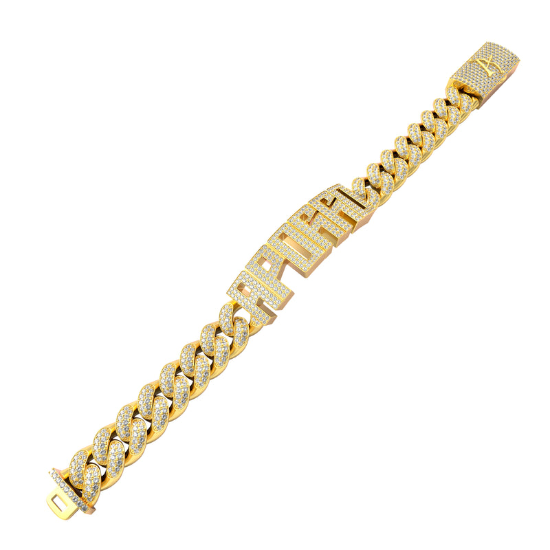 14K & White Gold Iced Cuban Name Bracelet-Men & Women Custom Jewelry - APORRO
