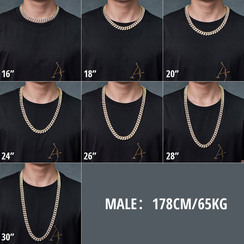 12mm 14K Gold Iced Out Cuban Link Choker Chain - Streetwear - APORRO