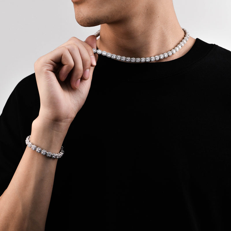 7mm Cushion-Cut Clustered Tennis + Bracelet Bundle - APORRO