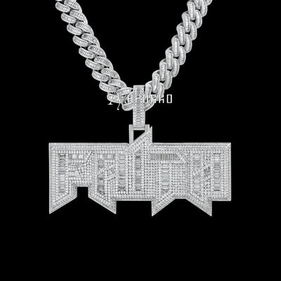 APORRO Premium Custom Iced Baguette Cut Name Pendant