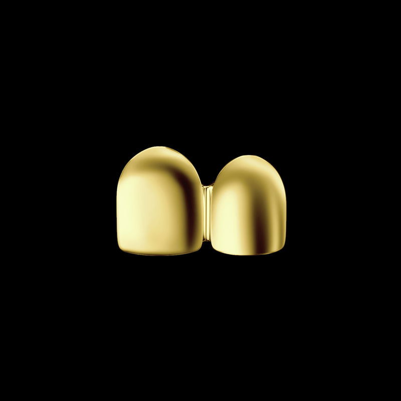 Pre-made Double Caps Classic Gold Grillz - Iced-out Gold Grillz Teeth - APORRO
