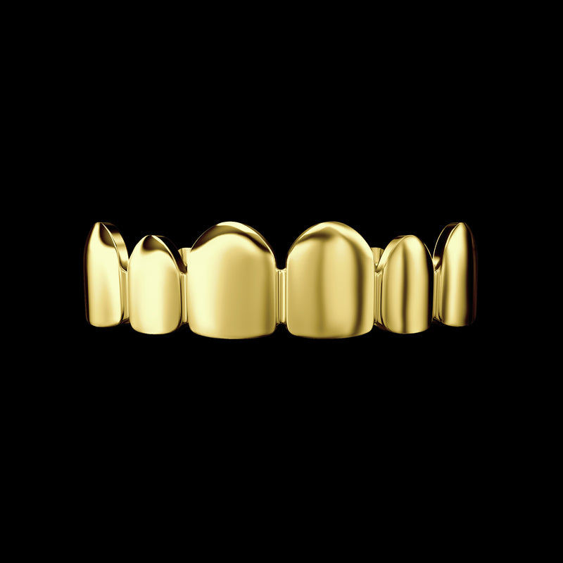 Pre-made Six Teeth Classic Gold Grillz - Gold & White Gold Grillz Teeth - APORRO