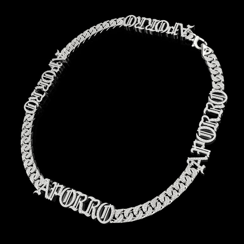 10mm Custom Iced Out Old English Letter/Number Chain Name Necklace