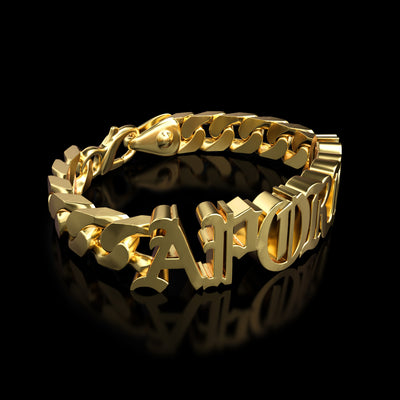 Miami Old English Letter/Number Custom Name Bracelet - 10mm