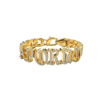 Iced Out Old English Letter/Number Custom Name Bracelet - 10mm