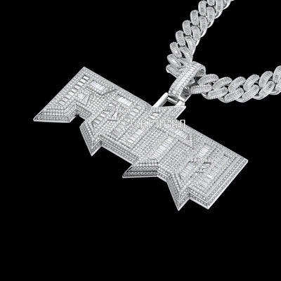 APORRO Premium Custom Iced Baguette Cut Name Pendant