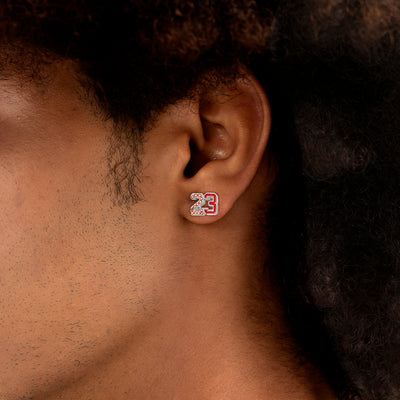 S925 Number 23 Stud Earring - Red