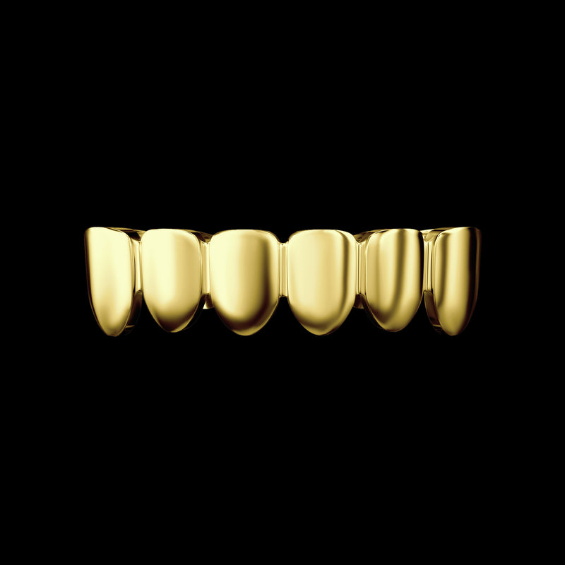 Pre-made Six Teeth Classic Gold Grillz - Gold & White Gold Grillz Teeth - APORRO