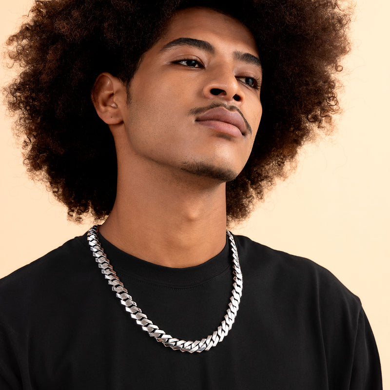 White Gold Moissanite Prong Choker Chain - 925 Silver for Men - APORRO