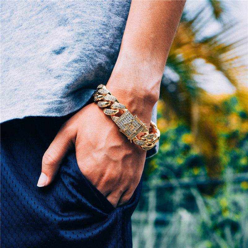 Gold Iced Cuban Bracelet - 19mm [SHIP TO THE US ONLY] - APORRO