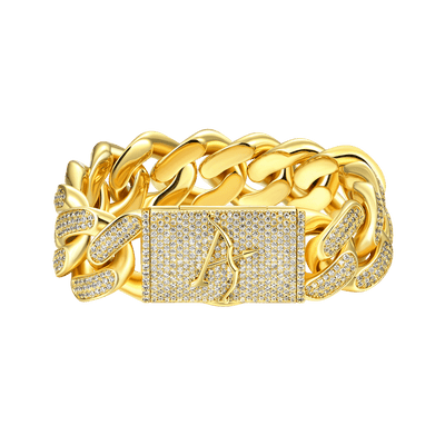 Aporro A® Box Clasp Cuban Link Bracelet - 19mm