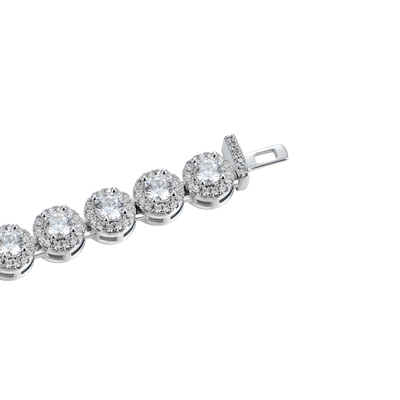 Round Cut Clustered Tennis Bracelet - 7mm
