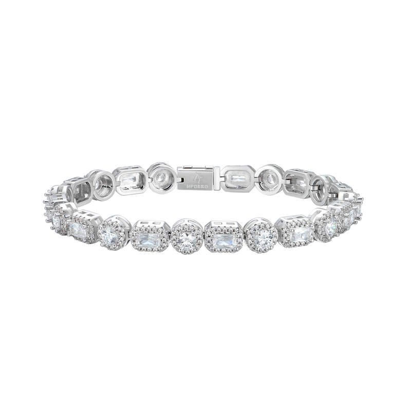 Emerald Cut Mix Clustered Tennis Bracelet - 7mm - APORRO