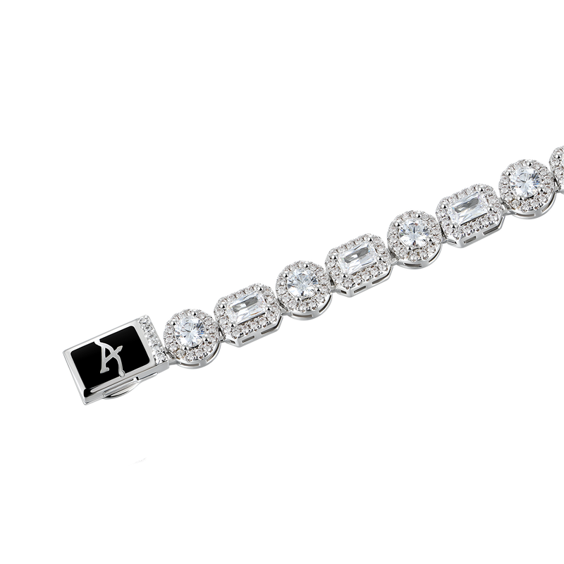 Emerald Cut Mix Clustered Tennis Bracelet - 7mm - APORRO