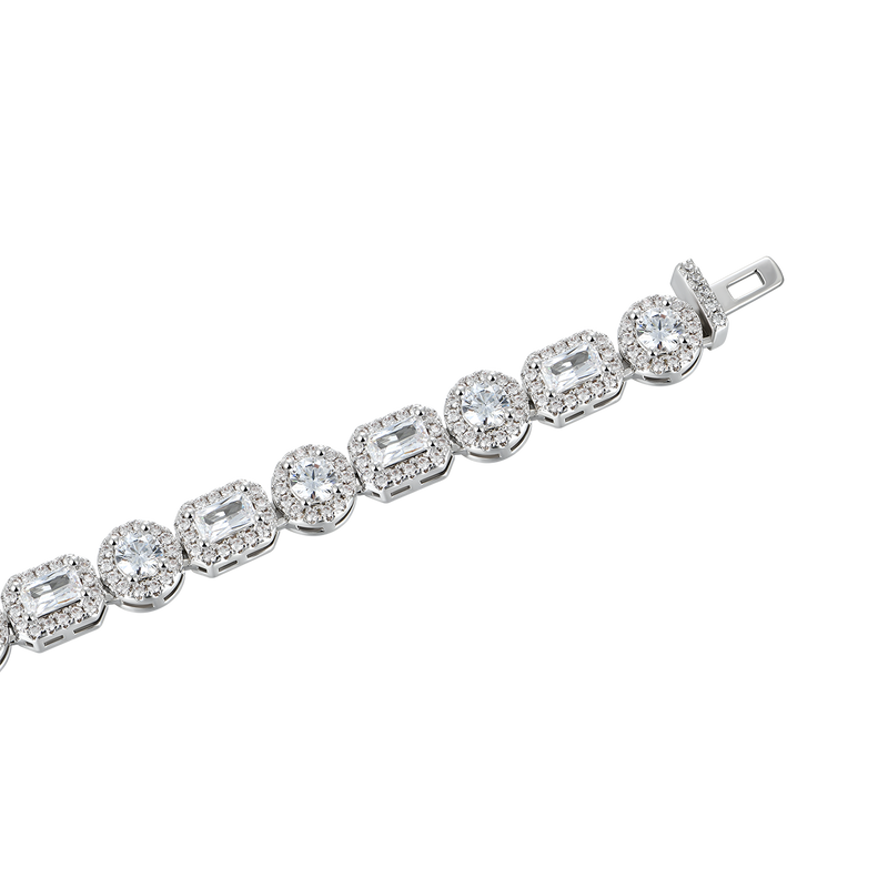 Emerald Cut Mix Clustered Tennis Bracelet - 7mm - APORRO