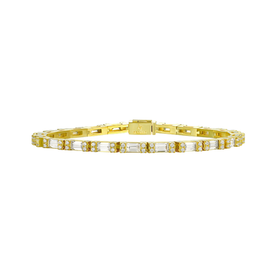 Baguette and Round Cut Tennis Bracelet - 3mm
