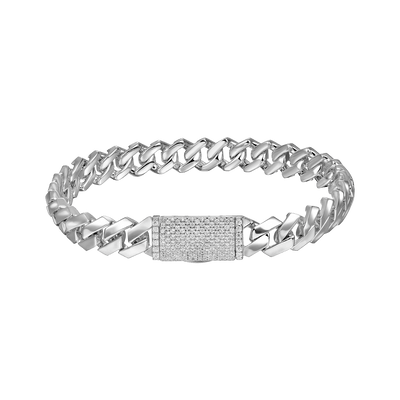Plain Gold Prong Cuban Link Bracelet - 8mm